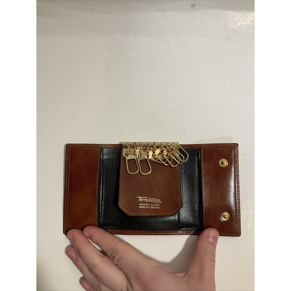 Temptations Brown Leather Key Wallet Vintage Keeper - Picture 5 of 10